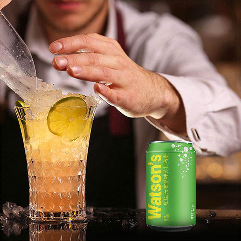 屈臣氏香草mini气泡水苏打汽水碳酸饮料200ml*30罐整箱装调酒百搭