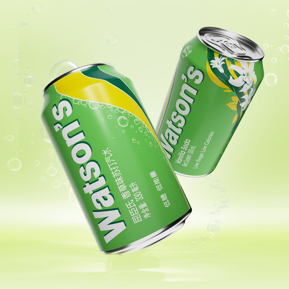 屈臣氏低糖低能量苏打汽水清新香草味碳酸气泡水330ml*12罐