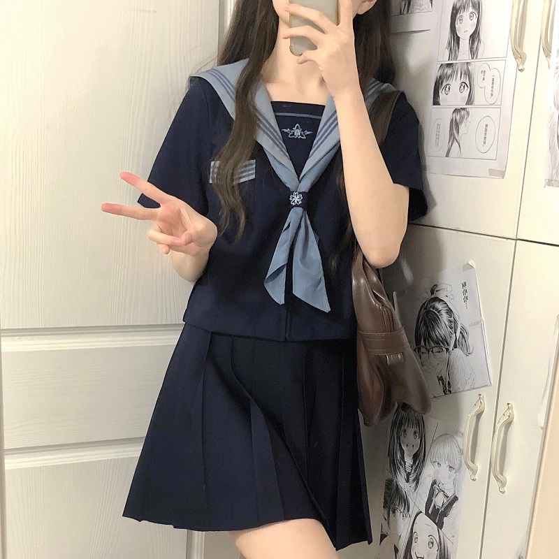 山茶与书原创云帆女高jk制服水手服校供班服套装长短袖上衣基础款-图2