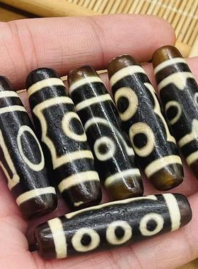 保真品西藏天然玛瑙牙黄天珠吊坠