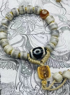 天然西藏玉化料老牦牛骨手链