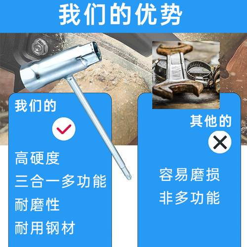 汽油锯伐树锯火花塞套筒油锯专用工具加厚三用套筒扳手油锯配件扳 - 图2