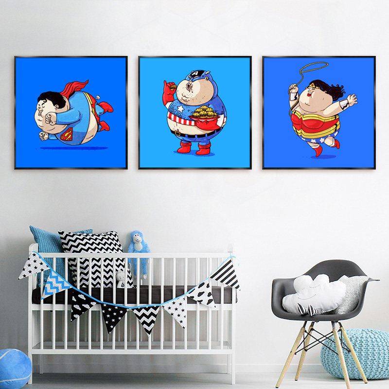 潮流卡通装饰画超人蜘蛛侠动漫挂画钢铁侠海报复仇者联盟背景壁画,淘宝优惠券,粉丝福利购,淘宝优惠卷