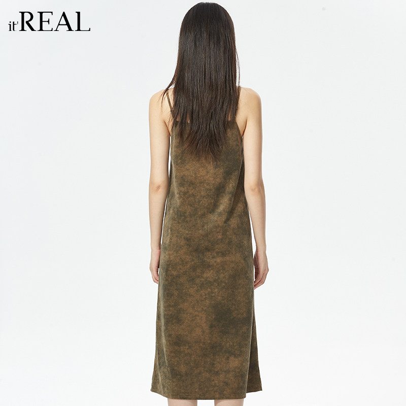 it'real瑞尔秋新款复古扎染吊带裙内搭裙小众设计连衣裙女,淘宝优惠券,粉丝福利购,淘宝优惠卷