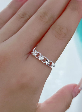 S999纯银日韩简约四叶草戒指