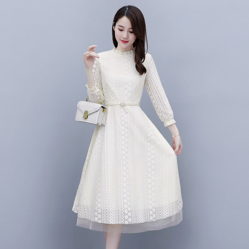 春秋蕾丝长袖韩版中长款气质连衣裙 从度连衣裙
