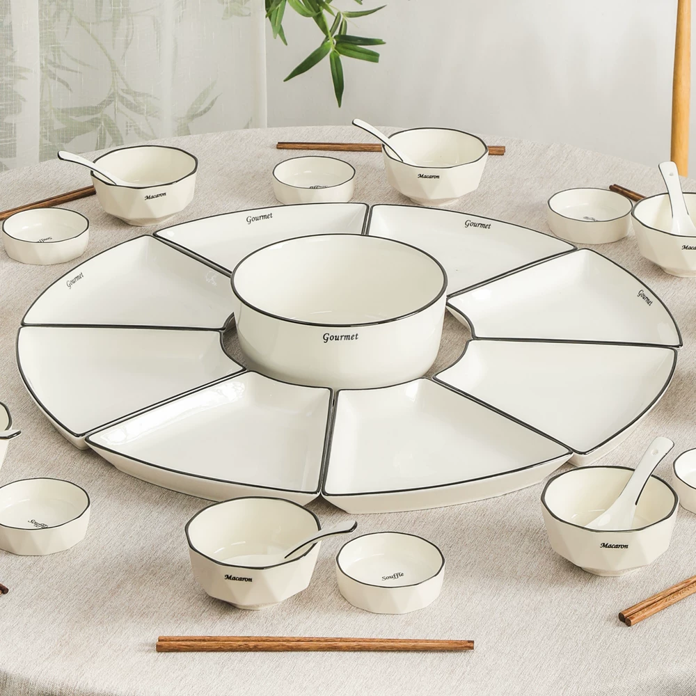 Reunion platter tableware combination New Year's New Year ceramic dish dish home creative family hot pot party set set set