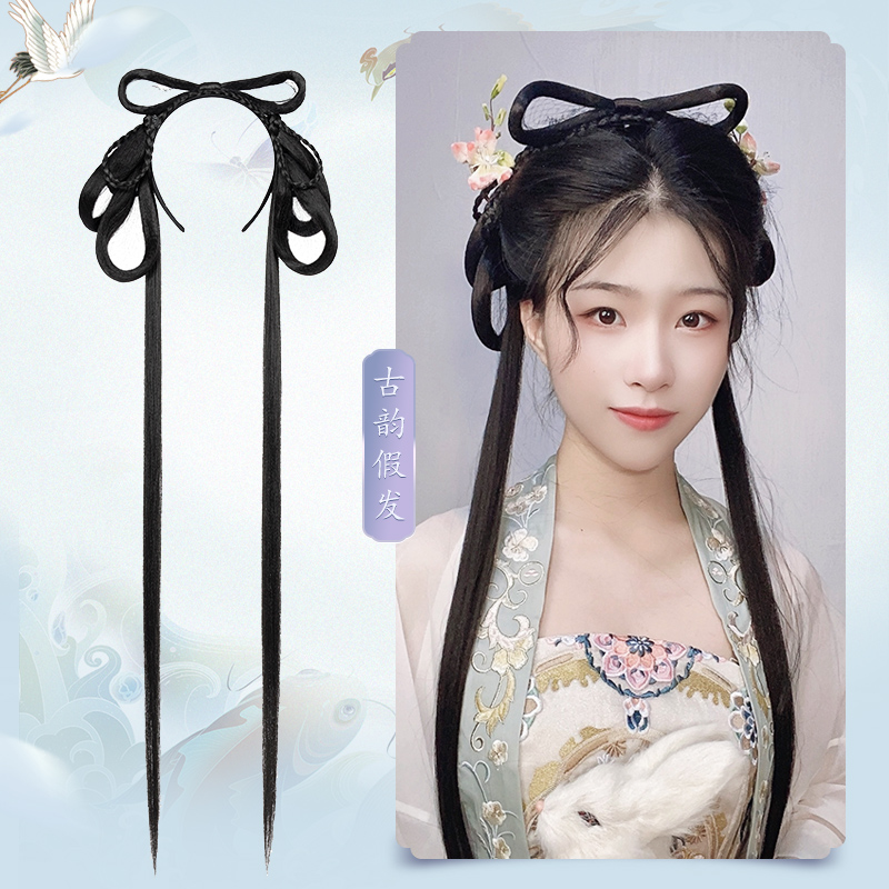 汉服假发一体式发箍日常发包古风造型懒人百搭软发髻发束古装明制_虎窝淘