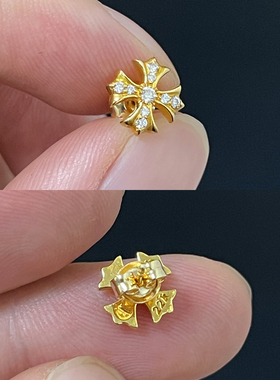 十字架花耳钉纯银925潮流