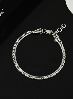 蛇骨双层钛钢手链男女小众设计