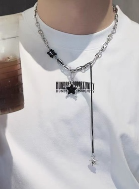 黑色星星拼接项链男款秋冬新款