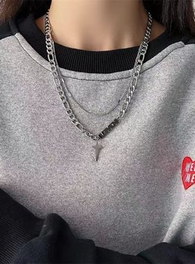 小众设计四芒星双层叠戴项链男潮