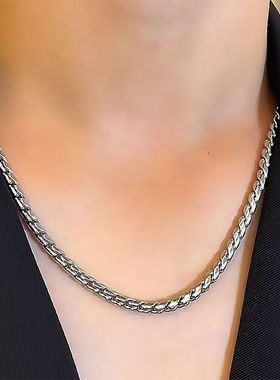 新款扭鳞龙骨不掉色不锈钢项链男