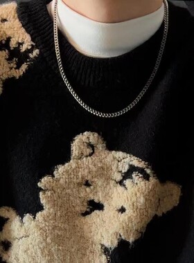 钛钢项链男款龙骨链古巴链