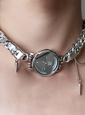 时间表盘金属皮革项圈个性项链