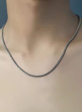 满天星闪光金色项链男锁骨链简约