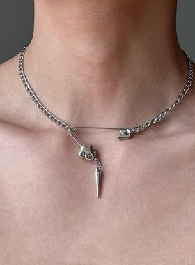 别针铆钉锁骨链简约项链男女