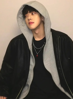 红色叠戴十字架男士项链男潮百搭