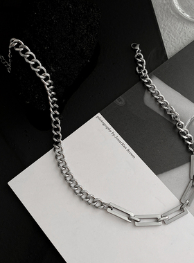 古巴链条拼接中性项链链条ins