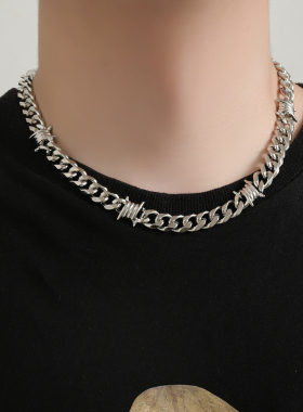 美式荆棘项链男古巴链hiphop颈链