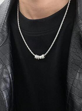 洗澡可戴！冷淡风闪钻钛钢项链男