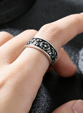 Vintage古着复古花卉开口戒指