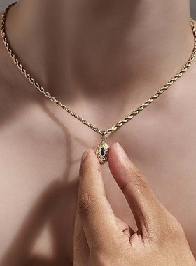 金色恶魔之眼吊坠美式项链男款