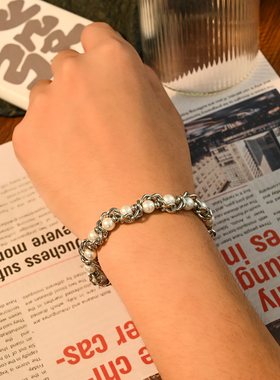 重工款串珠缠绕钛钢男款手链女