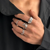 European and American pleated metal men's ring high-end hip-hop