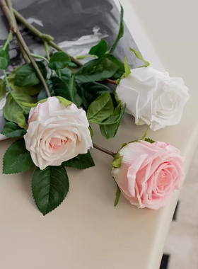 懒地逼真保湿玫瑰手感花仿真花客厅假花插花欧月唯美餐桌花摆设