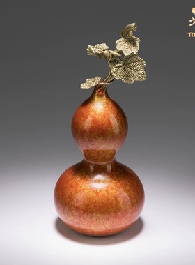 铜师傅《福禄》客厅桌面铜葫芦摆件 家居装饰品中秋礼物