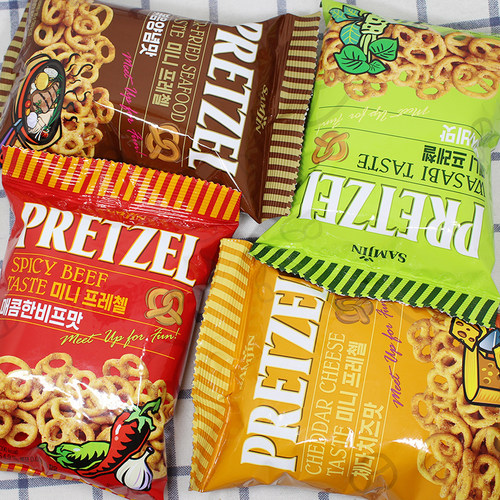 韩国进口Samjin三进蝴蝶形酥脆饼干圈芥末味芝士味海鲜味零食品 - 图0