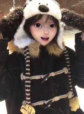 可爱眼镜小狗飞行帽男女冬季毛绒护耳雷锋帽防寒保暖显脸小潮款帽