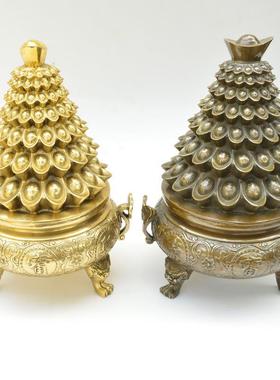 纯铜金属工艺品创意家居铜质元宝聚宝盆摆件