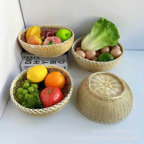 越南竹编篮竹簸箕家用竹编馒头筐水果竹篮农家竹制品收纳篮馒头筐 - 图2