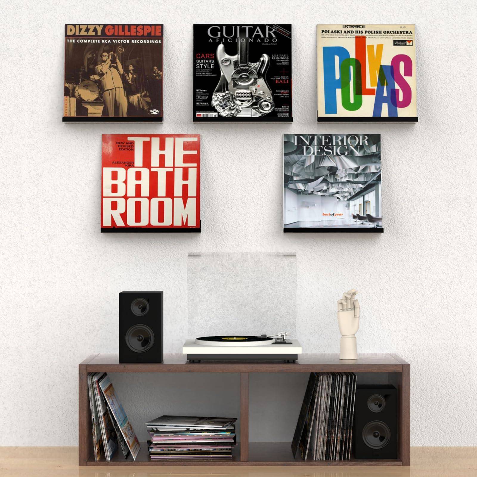 压克力黑胶唱片架免打孔挂墙式CD专辑压克力展示架LP收纳置物支架 - 图0