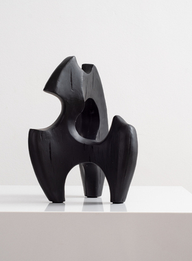 简约现代黑色抽象雕塑摆件客厅玄关柜案几桌面陈设售楼处柜子饰品