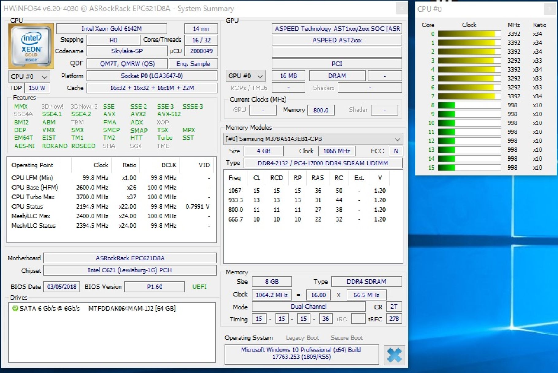 Intel Xeon Gold 6142M 正显 QS QMRW 16C 2.6GHz LGA3647 150W - 图1