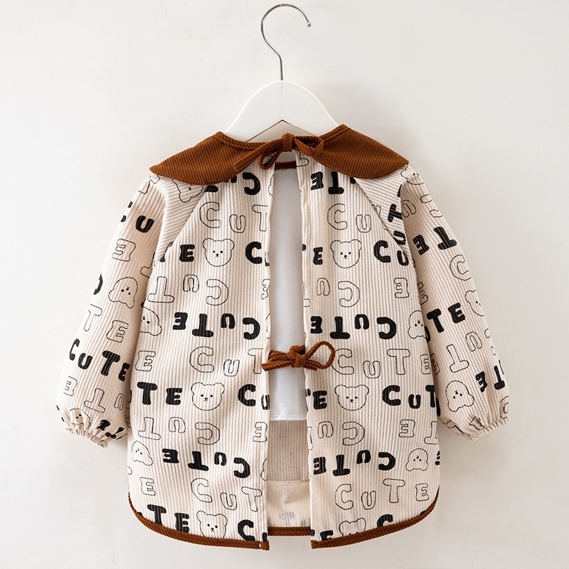 Coveralls for boys, waterproof and anti-dirty, children's bibs for autumn and winter kindergarten, cotton-padded clothes, reverse dressing for eating, corduroy protective clothing