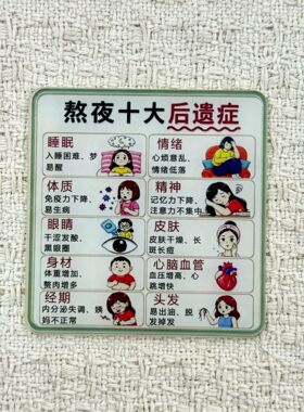 熬夜十大后遗症亚克力磁吸冰箱提醒温馨家居装饰实用贴心好物