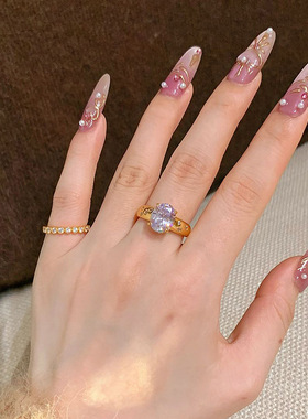 新中式紫气东来鸽子蛋戒指指环