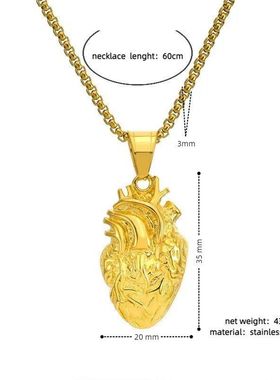 复古掉色跨境项链个性欧美男女时尚吊坠心脏霸气单品不同款不锈钢