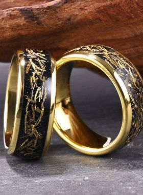 电黑戒指戒指钨钢铜丝宽砂石镶嵌8镀金和男士戒指