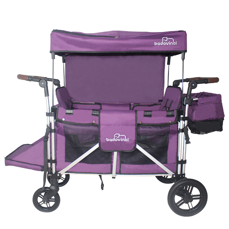 贝多象户外营地车双胞二胎遛娃露营车遮阳棚游乐园儿童手拉小推车