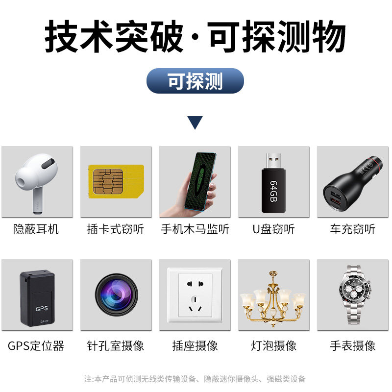 酒店防窥神器监控摄像头智能探测仪 防偷拍反监听窃听gps信号检测