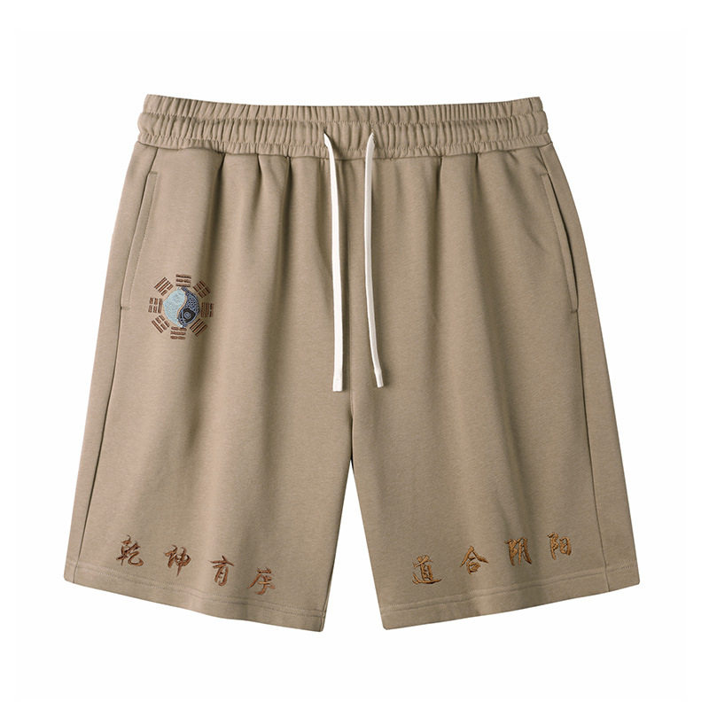 2025夏季男士国潮刺绣潮牌宽松直筒五分卫裤潮流休闲运动中裤短裤,淘宝优惠券,粉丝福利购,淘宝优惠卷