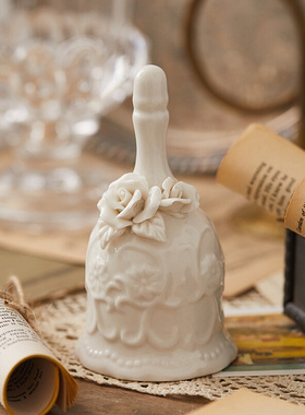 法式复古陶瓷手摇铃铛呼叫提醒铃铛餐厅吧台传菜铃欧式家居摆件