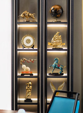 新款新中式高端酒柜玄关摆件家居软装客厅办公室博古架书房书柜装