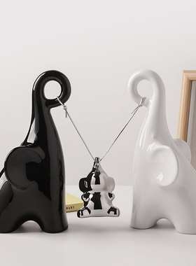 新款轻奢风创意秋千大象摆件家居饰品客厅电视柜高档酒柜装饰乔迁