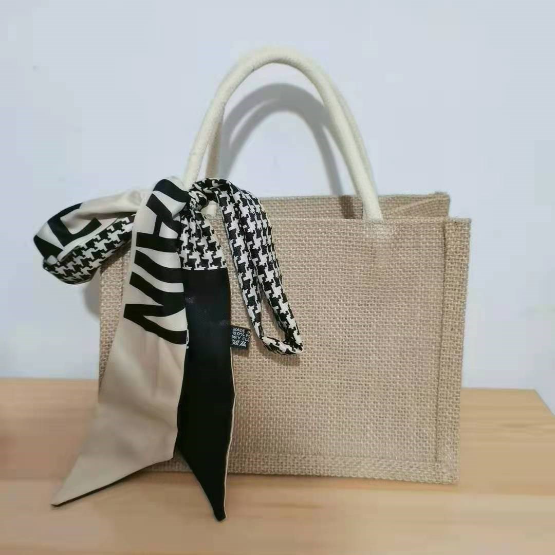 极速Linen sack portable gift bag sack dTiy storage bag shopp - 图3